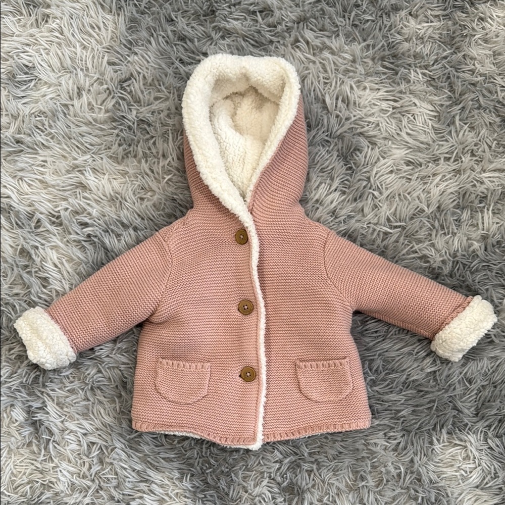 Cozy Pink Hooded Knit Jacket